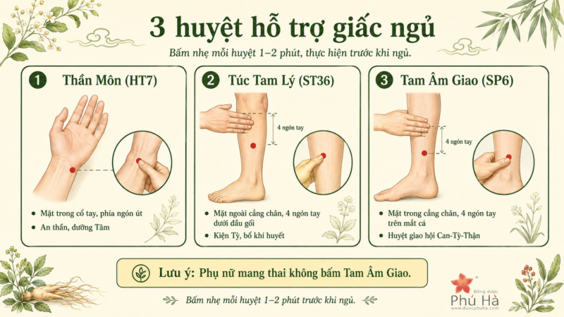Bấm huyệt hỗ trợ ngủ ngon: Thần Môn, Nội Quan, Tam Âm Giao — Cách thực hiện và lưu ý