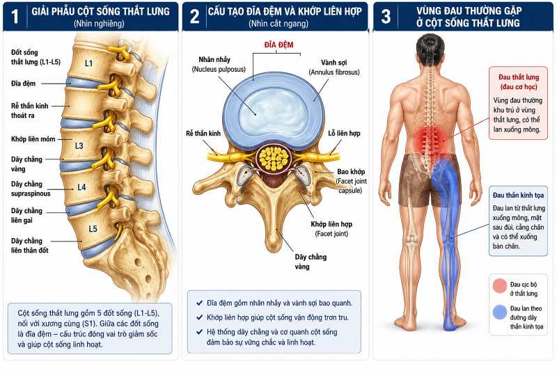Đau lưng dưới là bệnh gì? Nguyên nhân, dấu hiệu và cách điều trị theo Đông y và Y học hiện đại